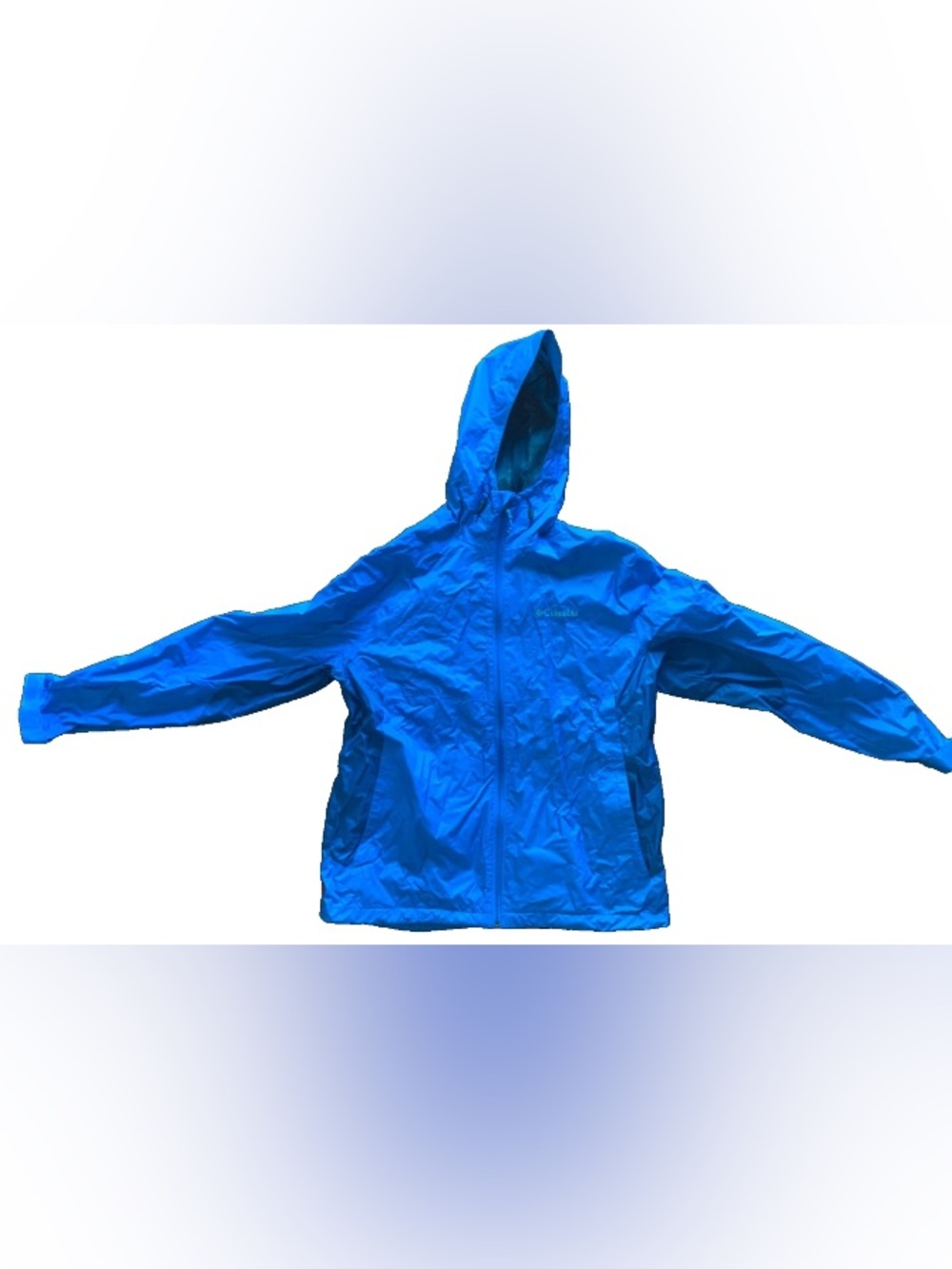 Columbia Men’s Bright Blue Hooded Rain Jacket